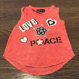 Chic 2 Chic Girl’s Love & Peace Red Tank Top Size 5